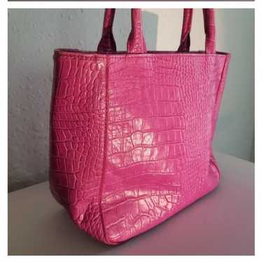 Express Geniune Leather Pink Fuschia Crocodile Pa… - image 1