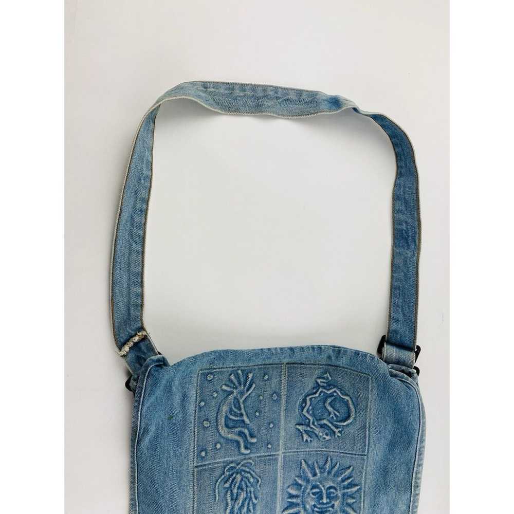 Vintage Blue Jean Embossed Denim Messenger Should… - image 4