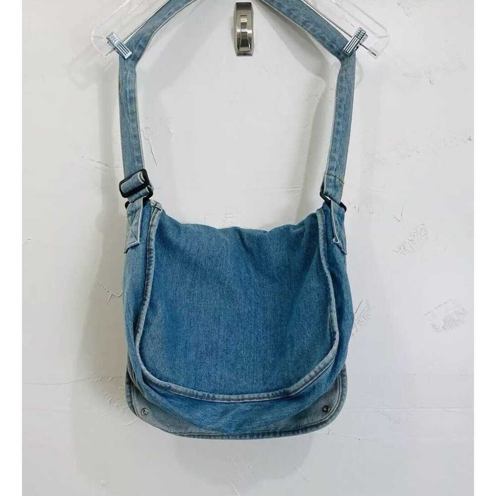 Vintage Blue Jean Embossed Denim Messenger Should… - image 7