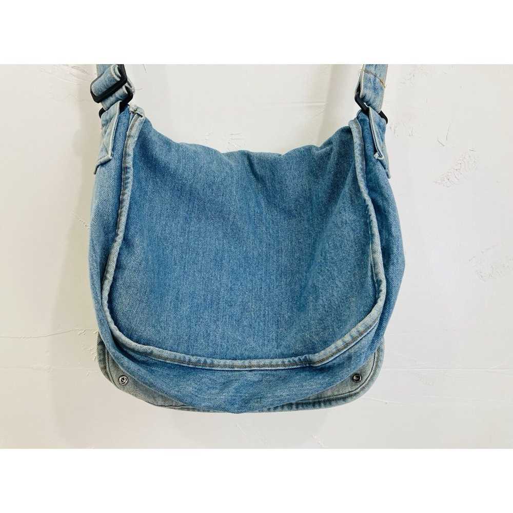 Vintage Blue Jean Embossed Denim Messenger Should… - image 8