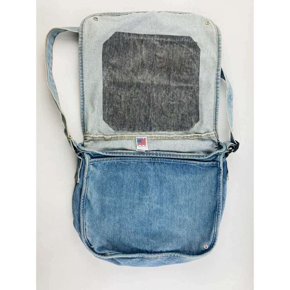 Vintage Blue Jean Embossed Denim Messenger Should… - image 9