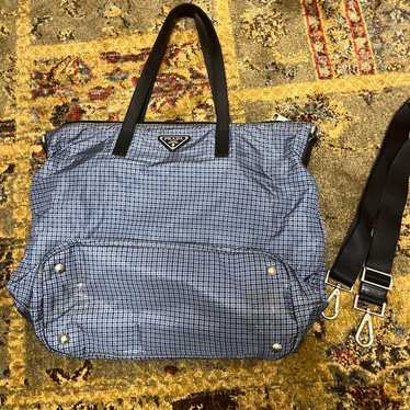 PRADA Blue Check Tote Bag