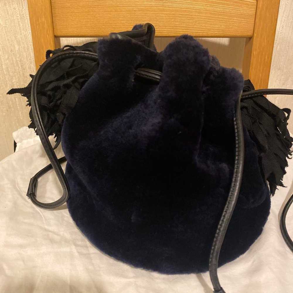 LUDLOW Real Sheepskin Bag with Ribbon Tassel in B… - image 2