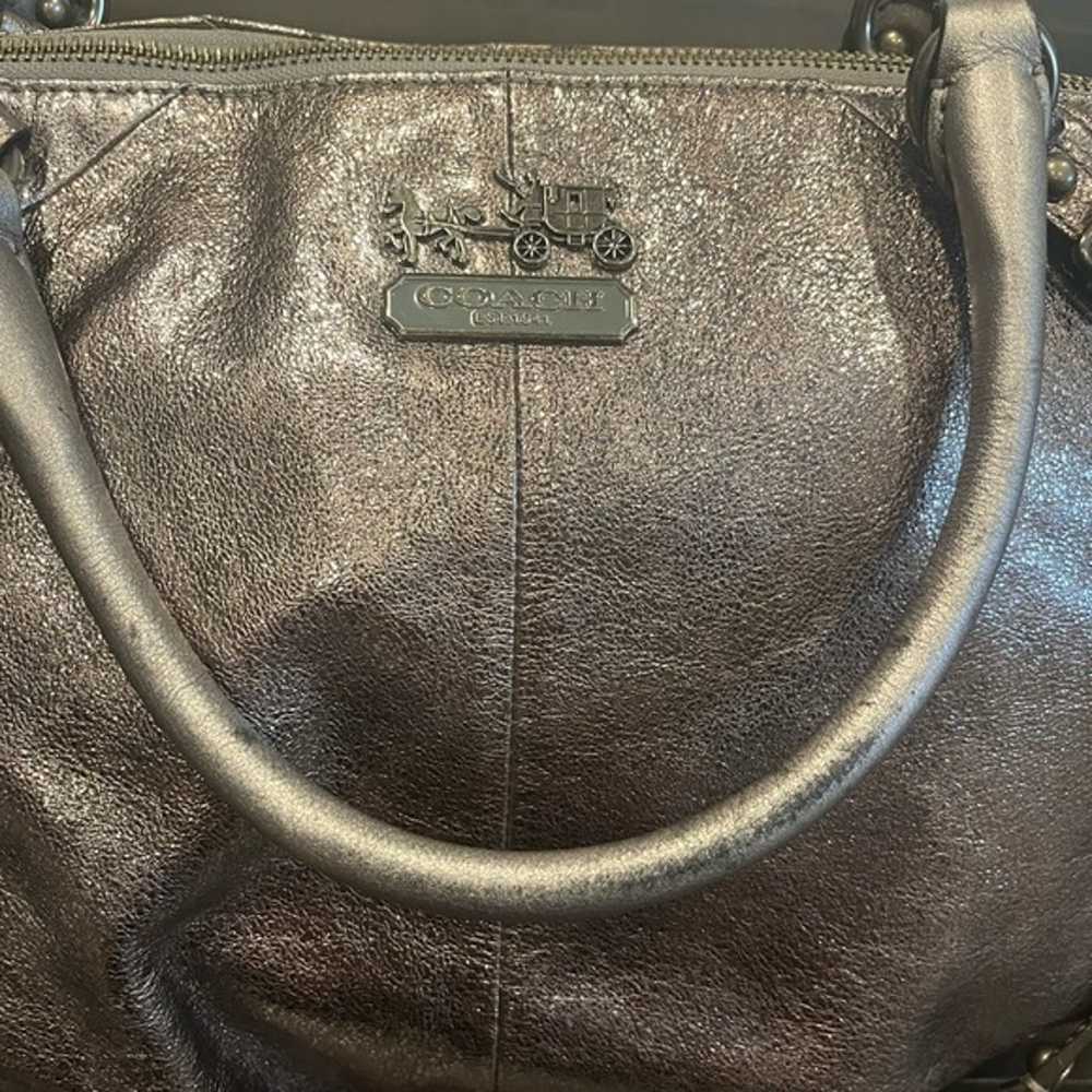 COACH Madison Sophia Metallic Leather Satchel EUC - image 5