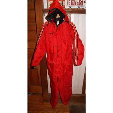 Unbrnd VTG 70s Insulated Red Snow Suit Mens L Snow