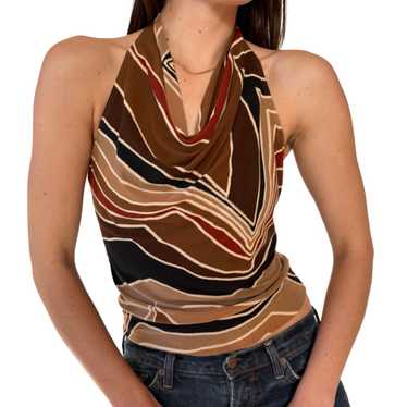 Y2K Brown Cowl Neck Tank (S) - image 1