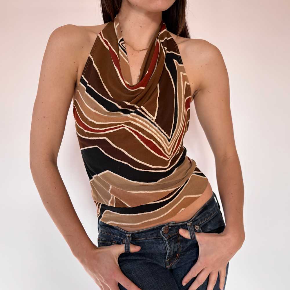 Y2K Brown Cowl Neck Tank (S) - image 4