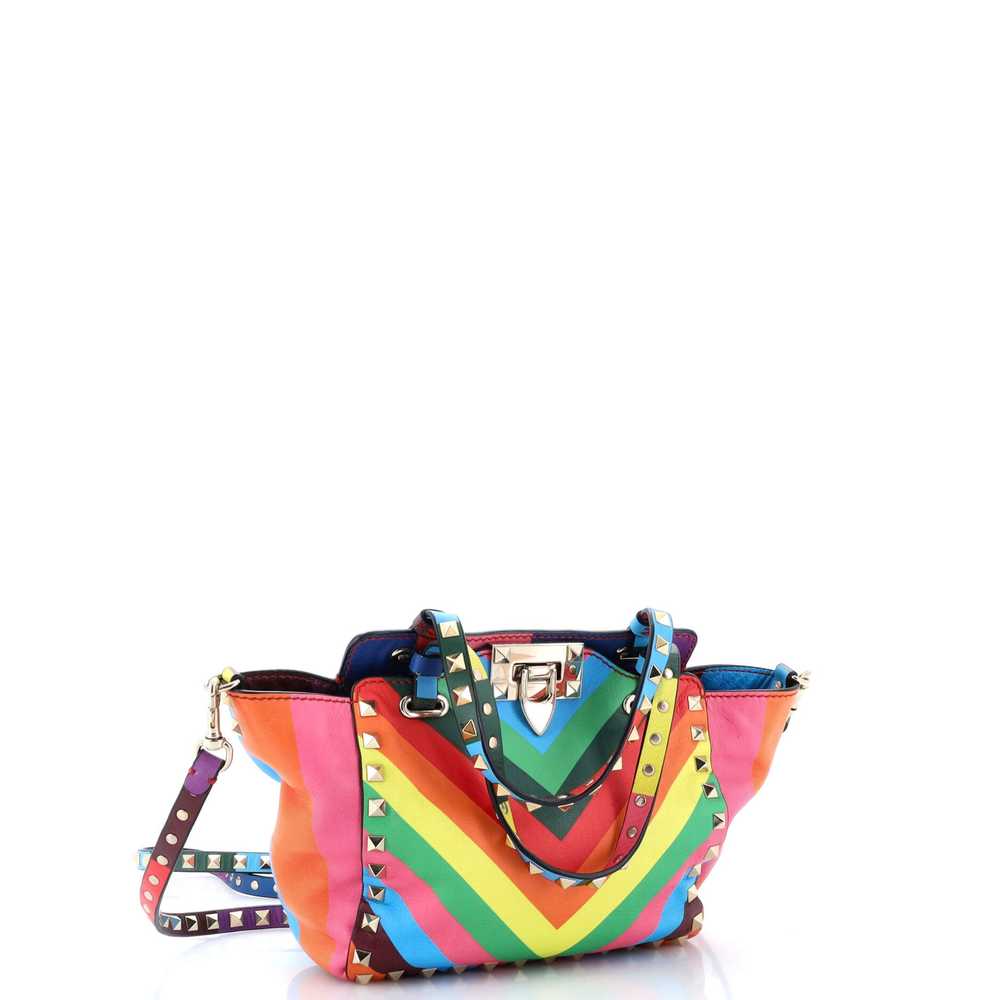 VALENTINO GARAVANI 1973 Rockstud Tote Striped Lea… - image 2