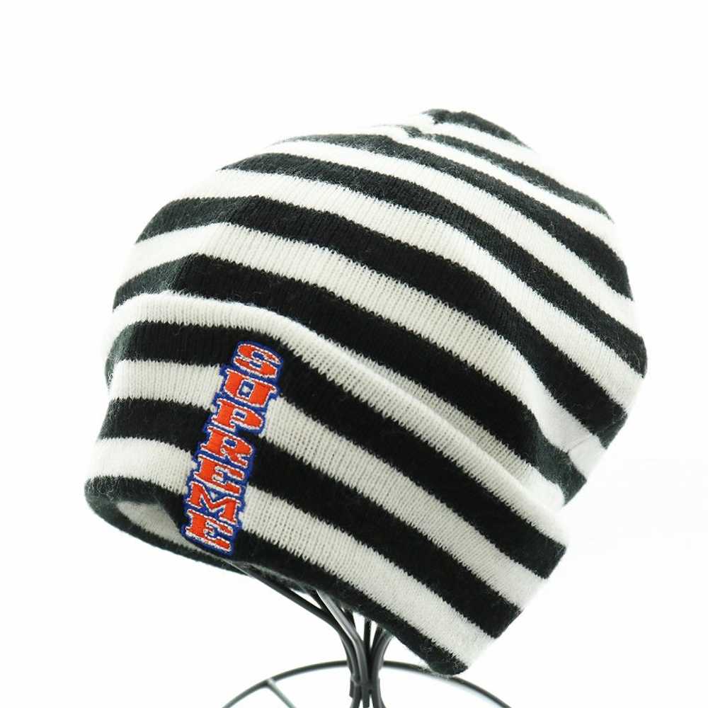 Supreme Vertical Logo Striped Beanie Knit Cap Hat… - image 2