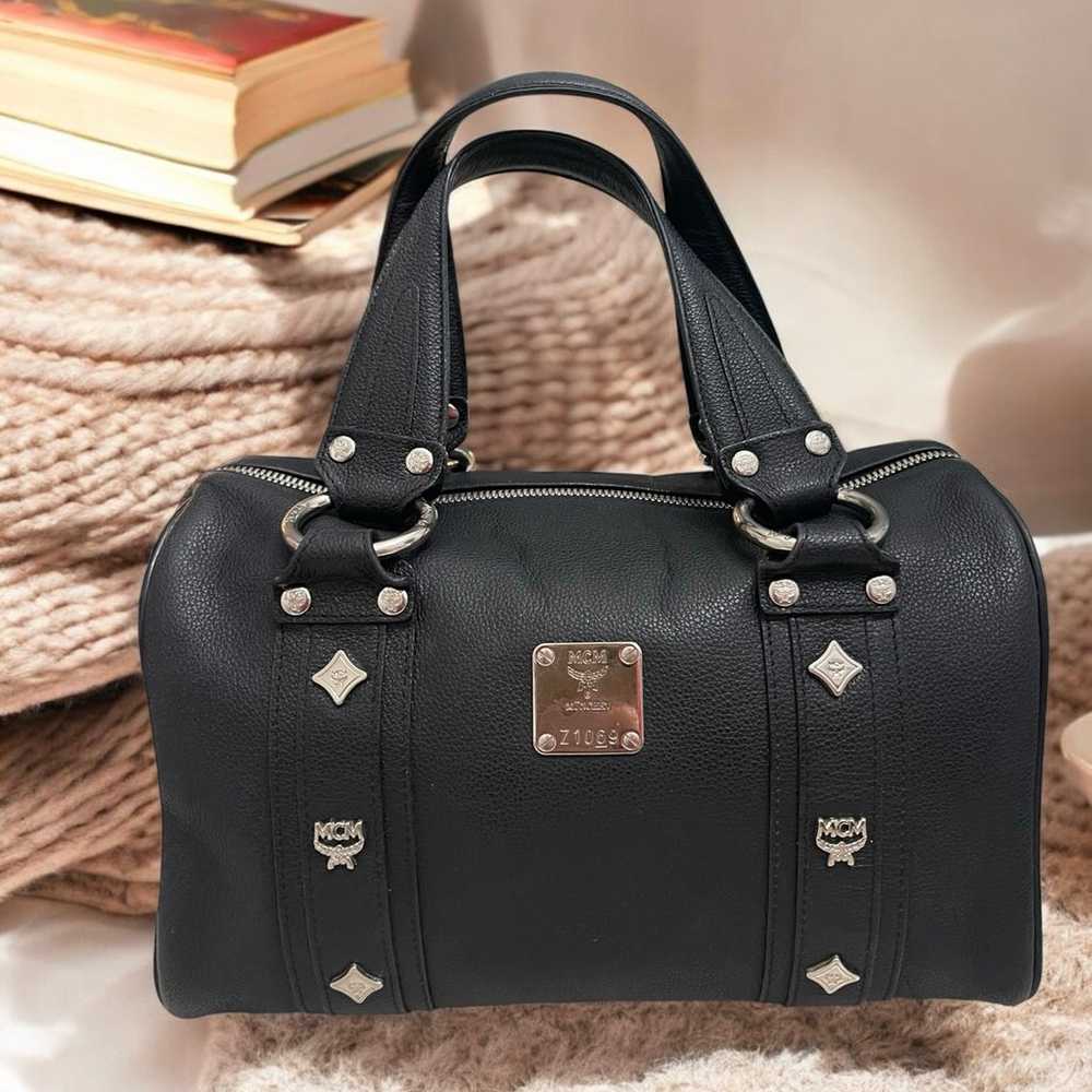 MCM Black Boston Hand Bag Purse Authentic In Exce… - image 1