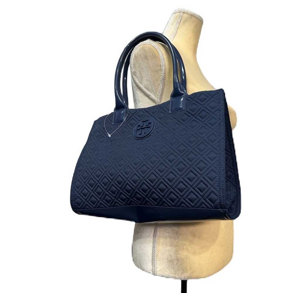 Excellent Tory Burch Ella Quilted Tote Navy Blue - image 3