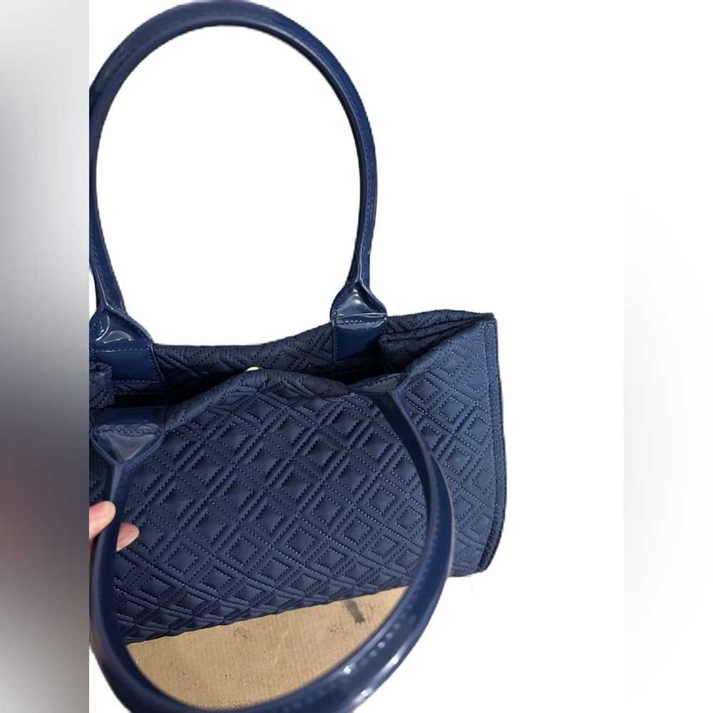 Excellent Tory Burch Ella Quilted Tote Navy Blue - image 5