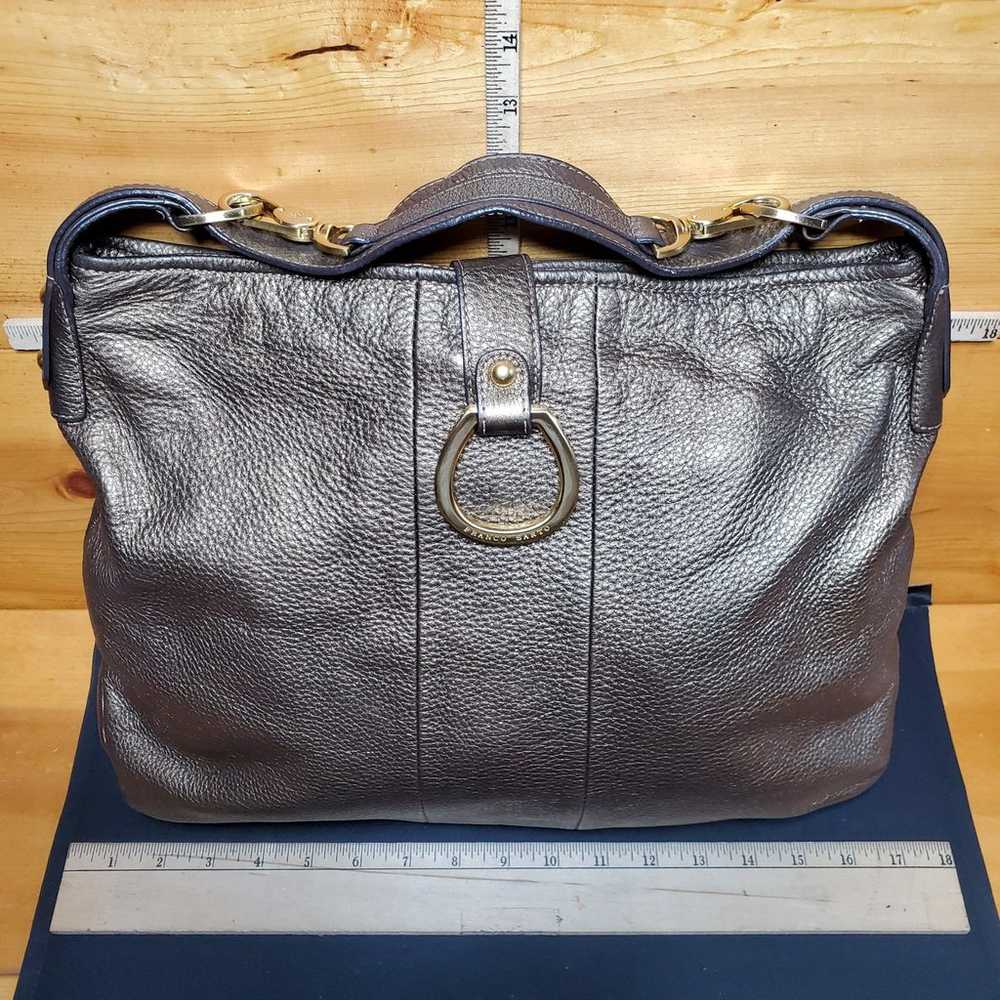 Vintage Franco Sarto Tan Leather Polished Brass Shoulder Bag Purse Tote