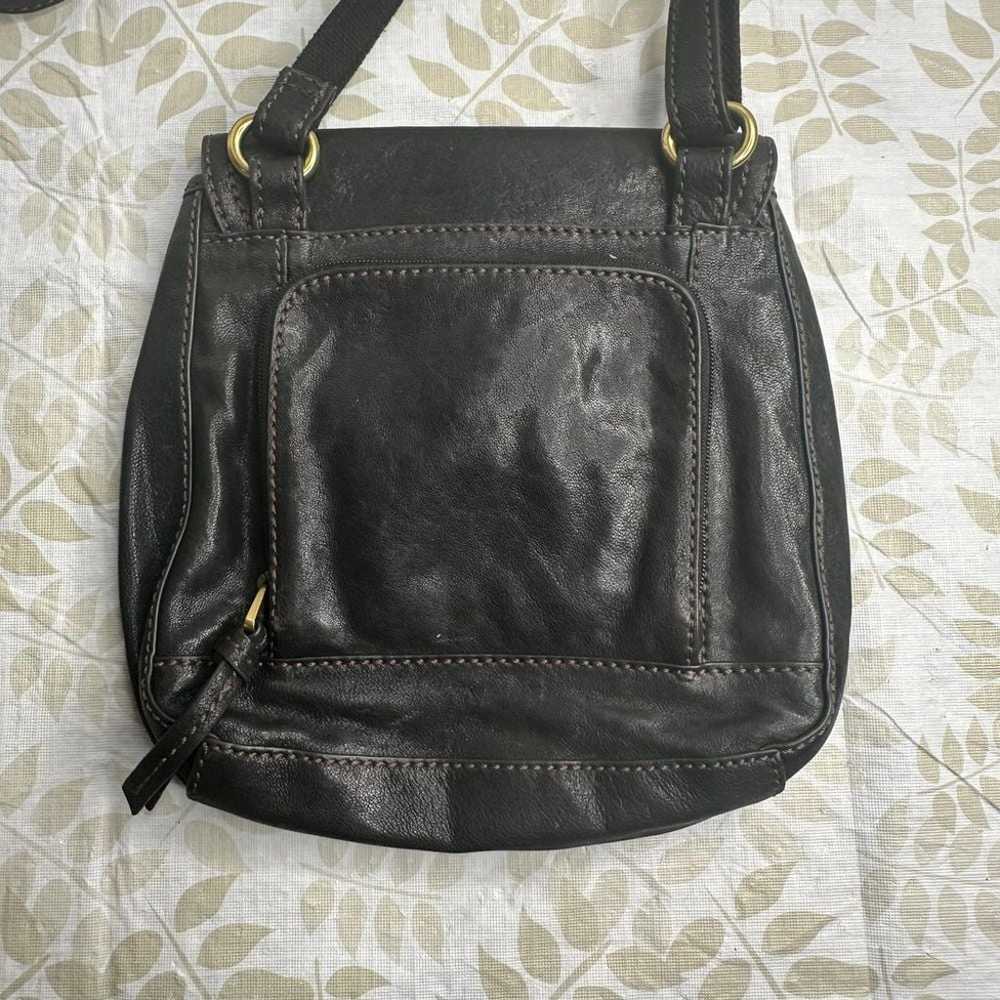 Vintage Fossil Black Leather Shoulder & Crossbody… - image 2