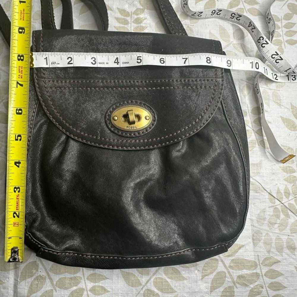 Vintage Fossil Black Leather Shoulder & Crossbody… - image 7