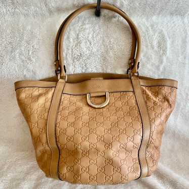 GUCCI Guccio Shima Abbey Bag Horsebit Beige