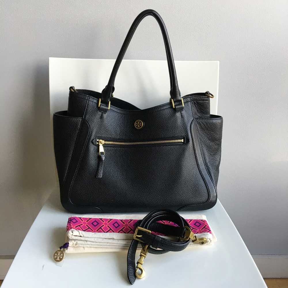 Tory Burch Black Pebbled Satchel Crossbody Should… - image 1