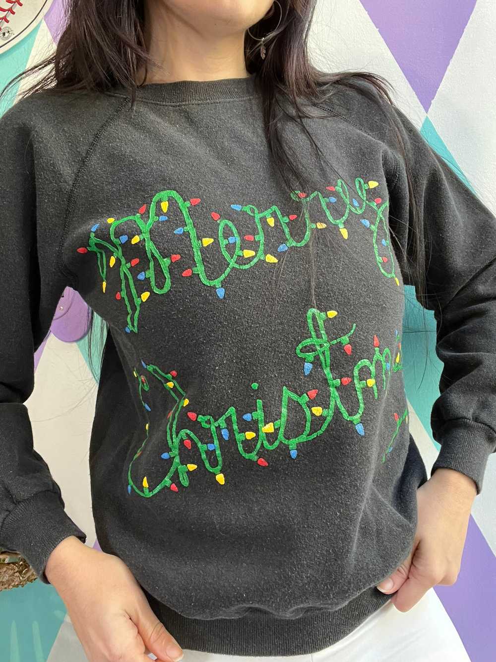 Vintage Merry Christmas Crewneck Sweatshirt - image 2