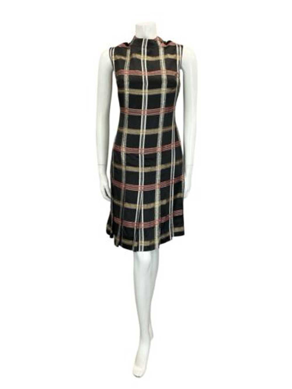 VTG 60S BLACK RED GOLD FUNNEL NECK PLEATED SLEEVE… - image 2