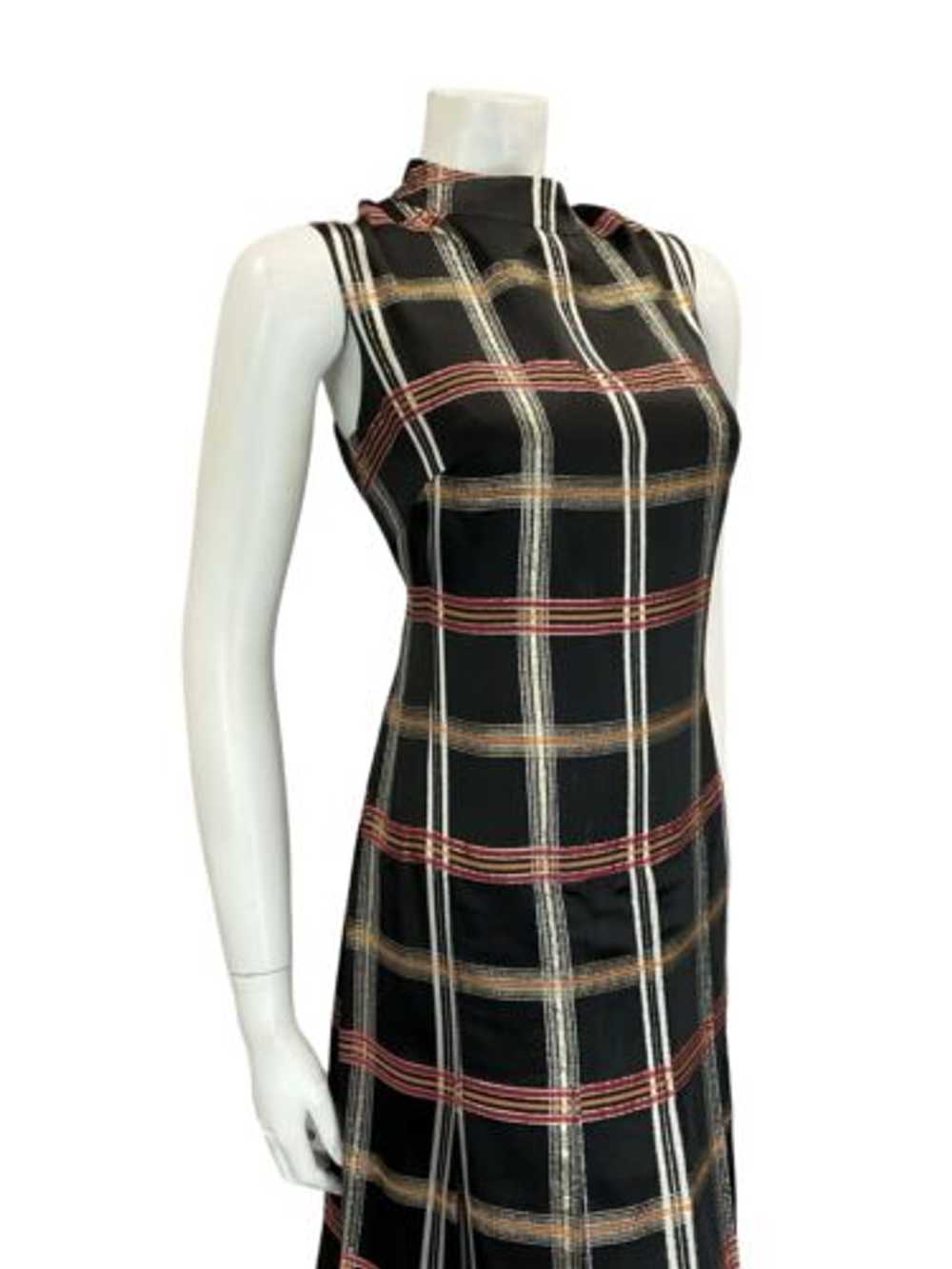 VTG 60S BLACK RED GOLD FUNNEL NECK PLEATED SLEEVE… - image 7