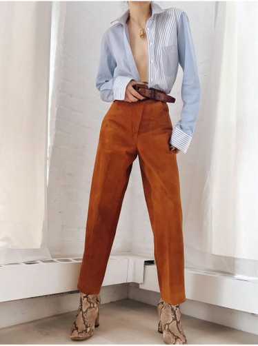 caramel suede trousers