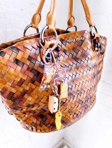 authentic Miu Miu leather woven bag