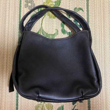 Coach black leather handbag suede