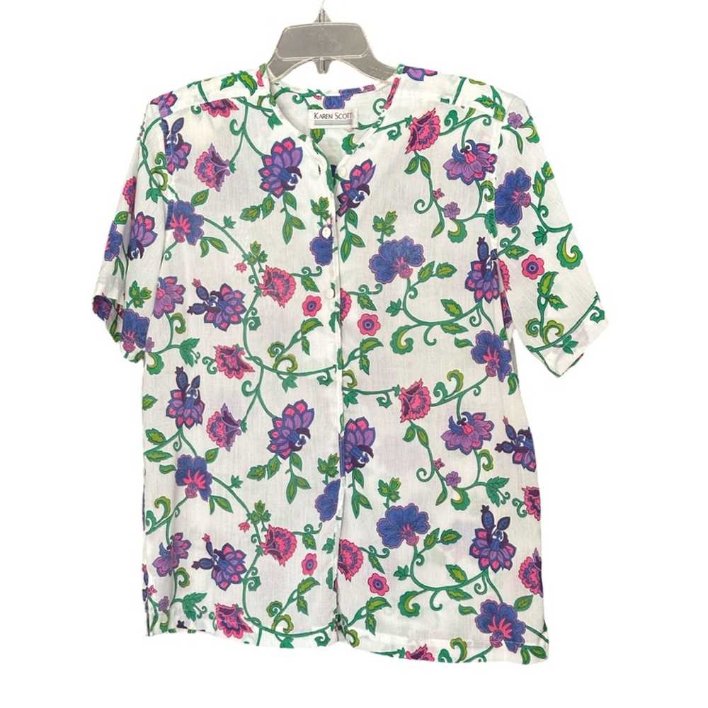 Brand Vintage 80’s Karen Scott Floral Summer Cott… - image 3