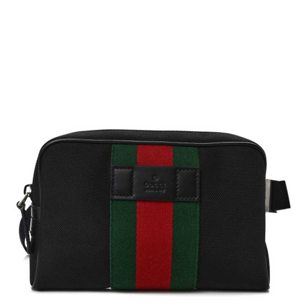 GUCCI Canvas Web Slim Belt Bag Black - image 1