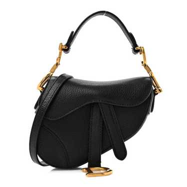 CHRISTIAN DIOR Goatskin Micro Saddle Bag Black