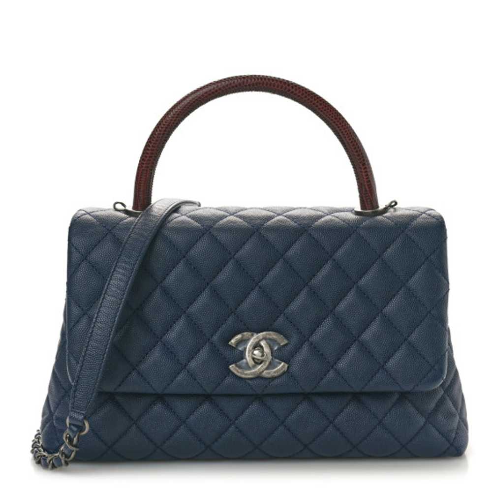 CHANEL Caviar Lizard Embossed Quilted Small Coco … - image 1