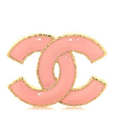 CHANEL Metal Enamel CC Brooch Pink Gold