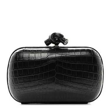 BOTTEGA VENETA Crocodile Knot Clutch Black