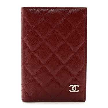 CHANEL Caviar Quilted Passport Holder Red