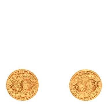 CHANEL CC Button Clip On Earrings Gold