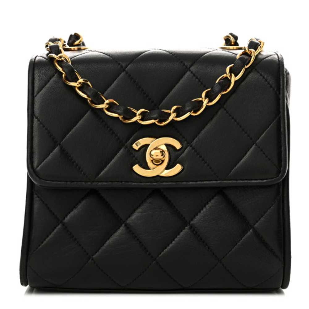 CHANEL Lambskin Quilted Mini Square Flap Black - image 1