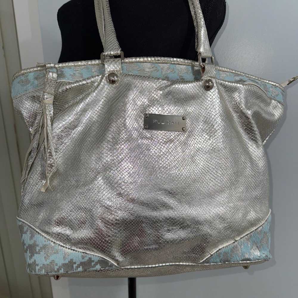 Policati silver Italian leather hobo bag - image 1