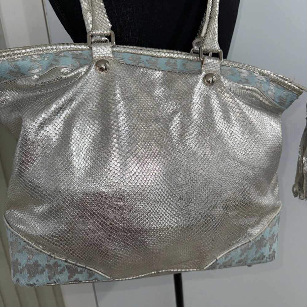 Policati silver Italian leather hobo bag - image 2