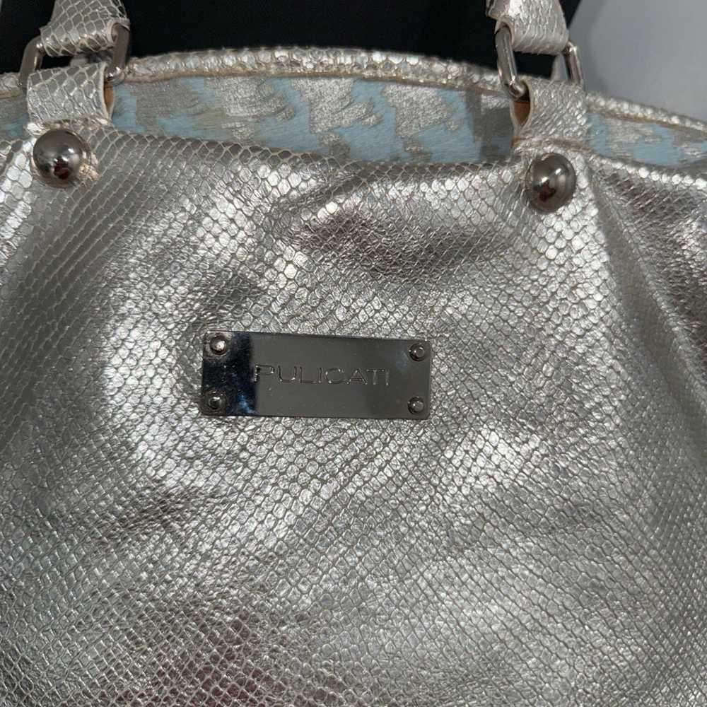 Policati silver Italian leather hobo bag - image 3