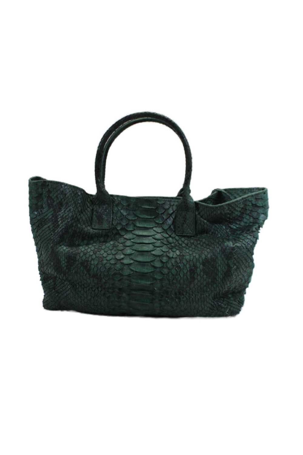 Designer Womens Python Skin Magnet Closure Tote S… - image 3