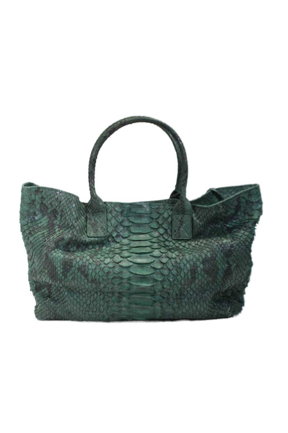 Designer Womens Python Skin Magnet Closure Tote S… - image 4