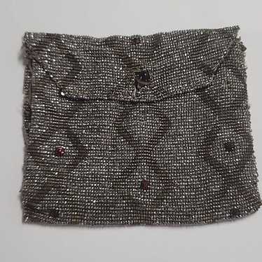 Vintage Coin Purse Beaded Seed Beads Small Red Rh… - image 1