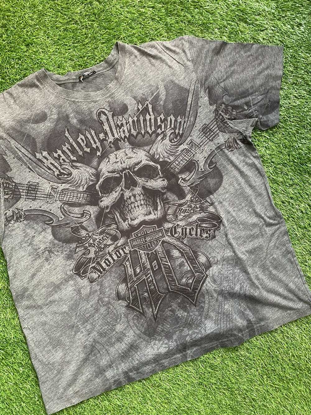 Harley Davidson × Vintage Y2K AOP Skull Harley Da… - image 1