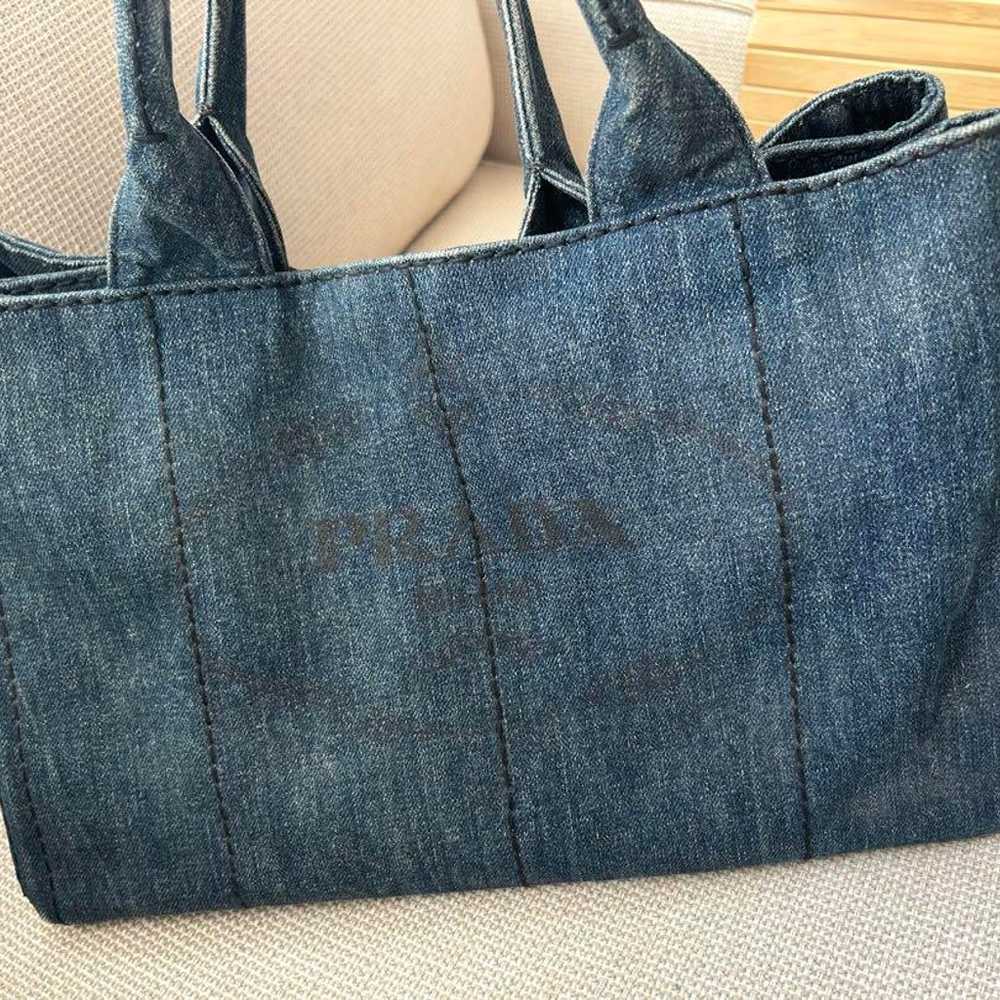 Prada Canapa Denim Tote Bag Shoulder Bag - image 1