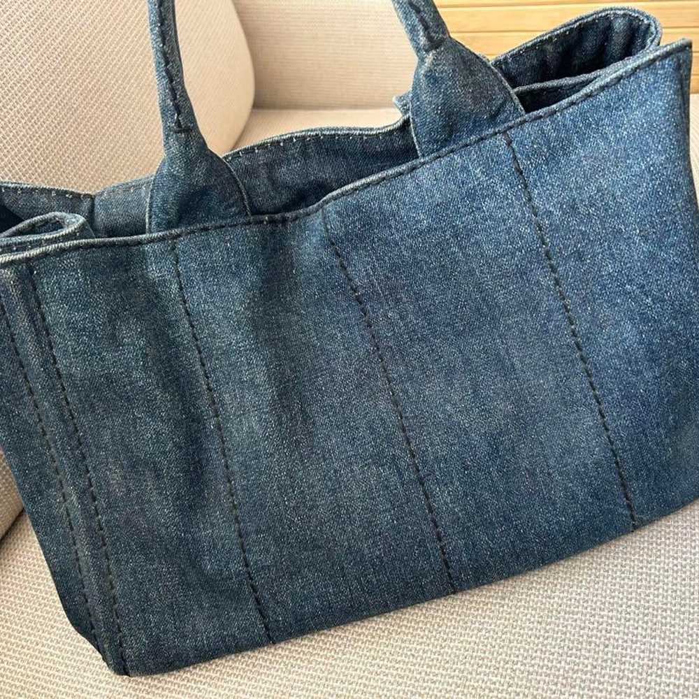 Prada Canapa Denim Tote Bag Shoulder Bag - image 2