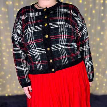 plaid santa cardigan sweater - image 1