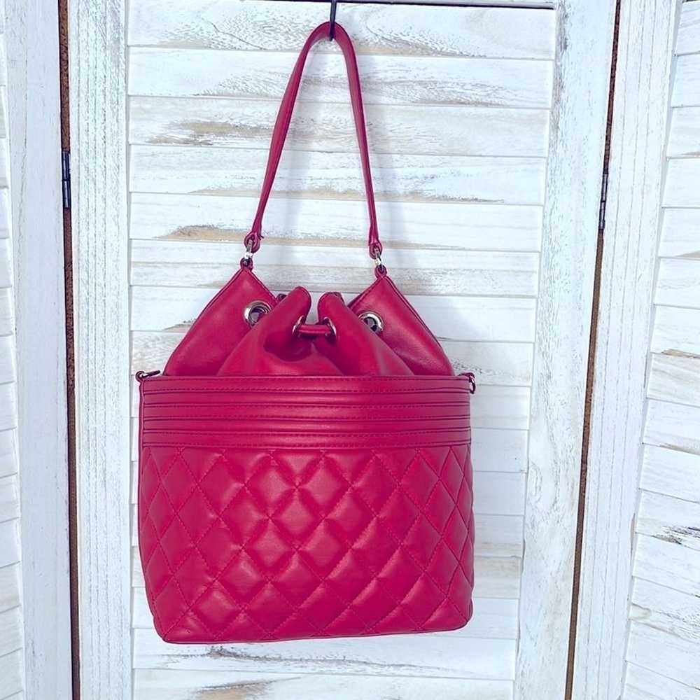 LOVE MOSCHINO l Red Quilt Draw String Bucket Bag … - image 3