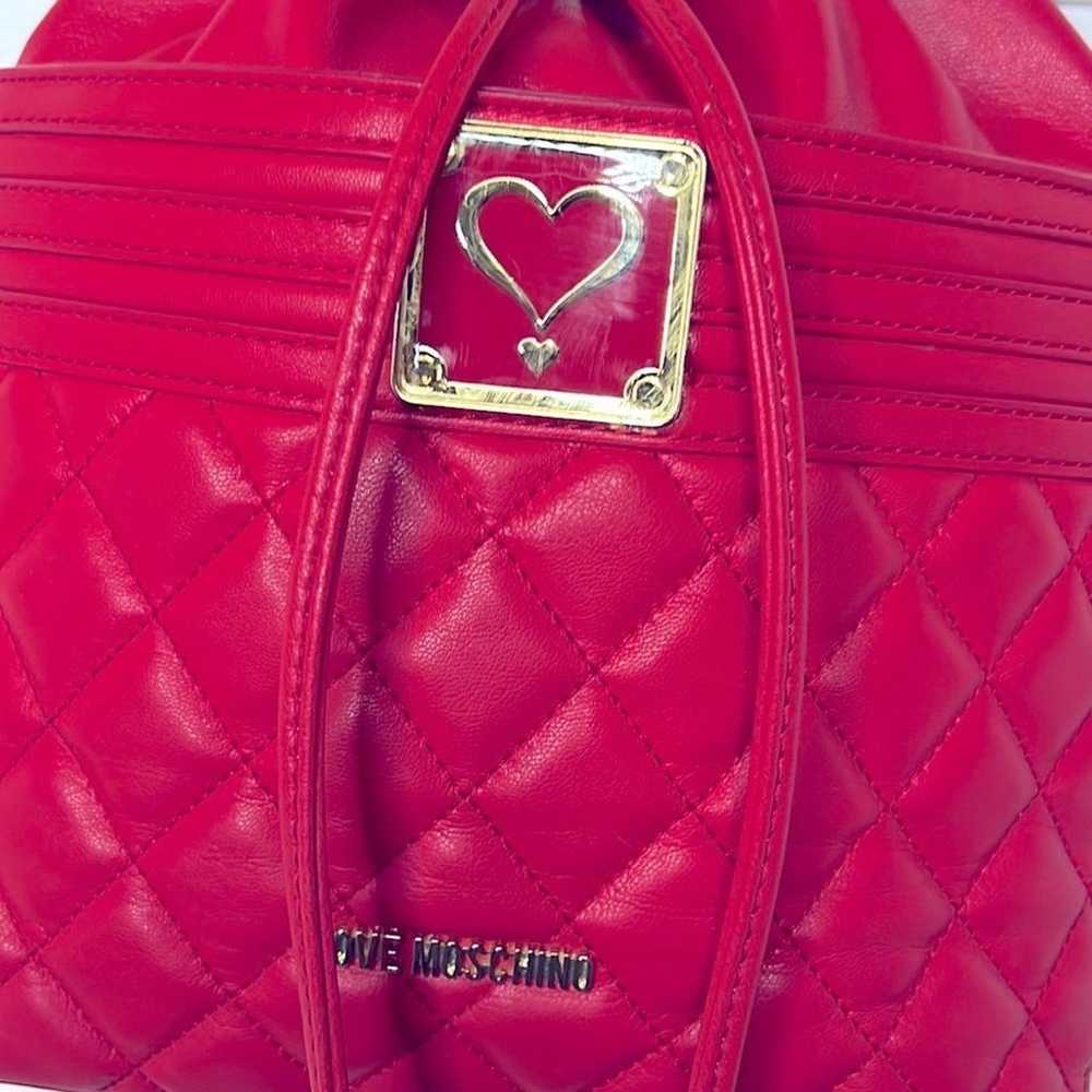 LOVE MOSCHINO l Red Quilt Draw String Bucket Bag … - image 4