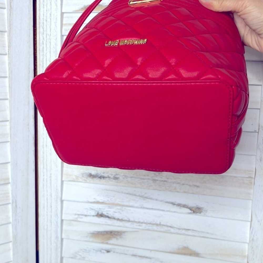 LOVE MOSCHINO l Red Quilt Draw String Bucket Bag … - image 5