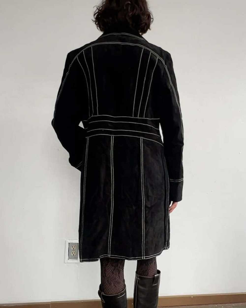 Vintage 90s Suede Coat - Black - image 3